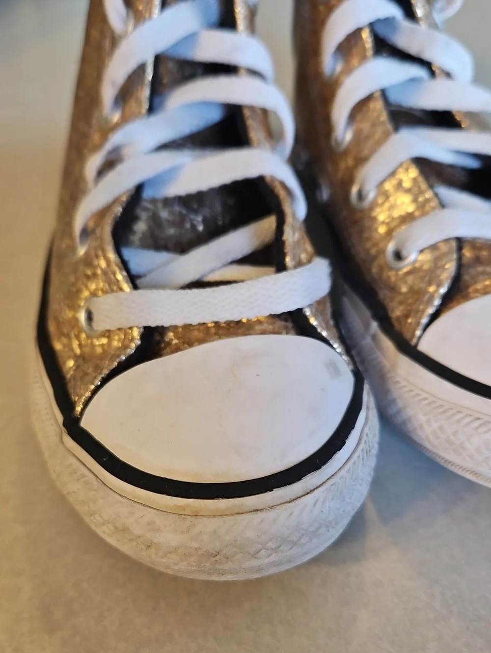 Youth Gold High Top Converse Sneakers